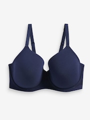 Navy Blue/Pink/White Pad Full Cup DD+ Cotton Blend Bras 3 Pack - Image 5 of 5
