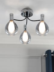 Chrome Carson 3 Light Flush Ceiling Light - Image 1 of 8