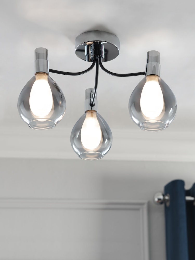 Chrome Carson 3 Light Flush Ceiling Light - Image 1 of 8