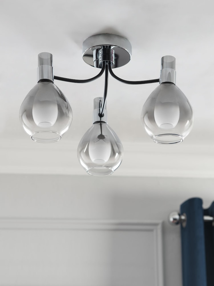Chrome Carson 3 Light Flush Ceiling Light - Image 2 of 8