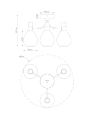 Chrome Carson 3 Light Flush Ceiling Light - Image 8 of 8
