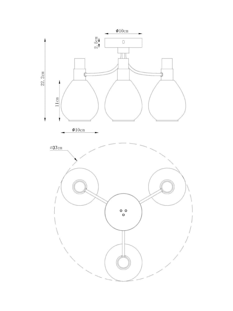 Chrome Carson 3 Light Flush Ceiling Light - Image 8 of 8