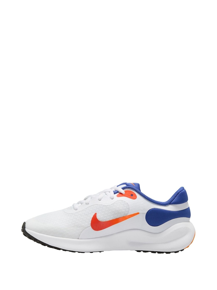 Nike White/Blue Youth Revolution 7 Trainers - Image 2 of 4