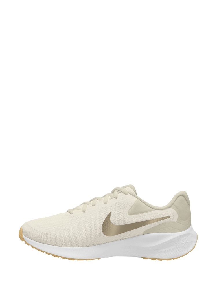 Nike Cream/Gold Revolution 7 Road Running Trainers - Image 2 of 4