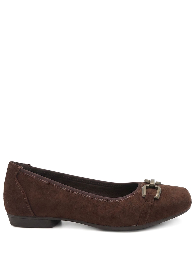 Pavers Brown Wide Fit Buckle Detailed Pumps - Image 2 of 6