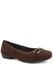 Pavers Brown Wide Fit Buckle Detailed Pumps - Image 3 of 6