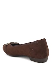 Pavers Brown Wide Fit Buckle Detailed Pumps - Image 4 of 6