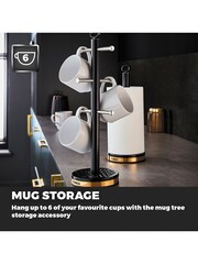 Tower Black Empire 6 Cup Mug Tree And Kitchen Roll Holder Set - Image 1 of 6
