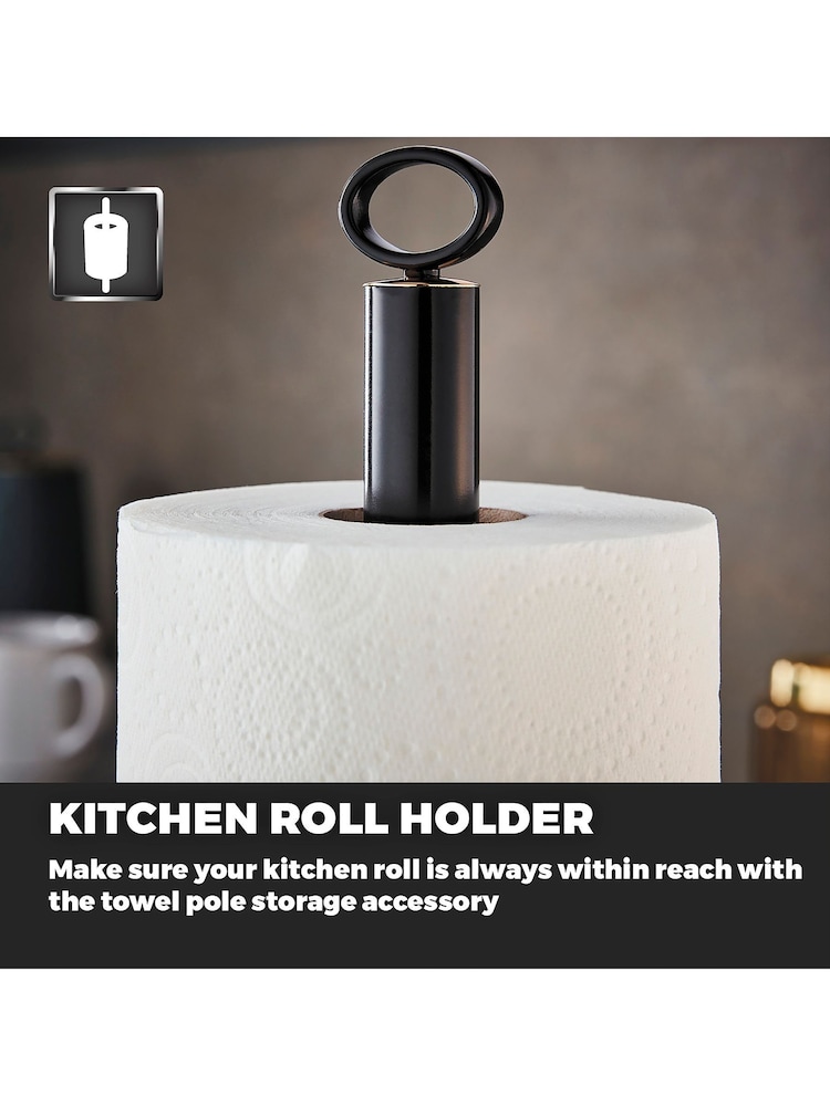 Tower Black Empire 6 Cup Mug Tree And Kitchen Roll Holder Set - Image 2 of 6