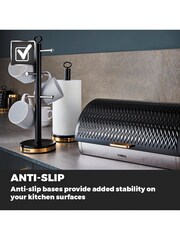 Tower Black Empire 6 Cup Mug Tree And Kitchen Roll Holder Set - Image 4 of 6