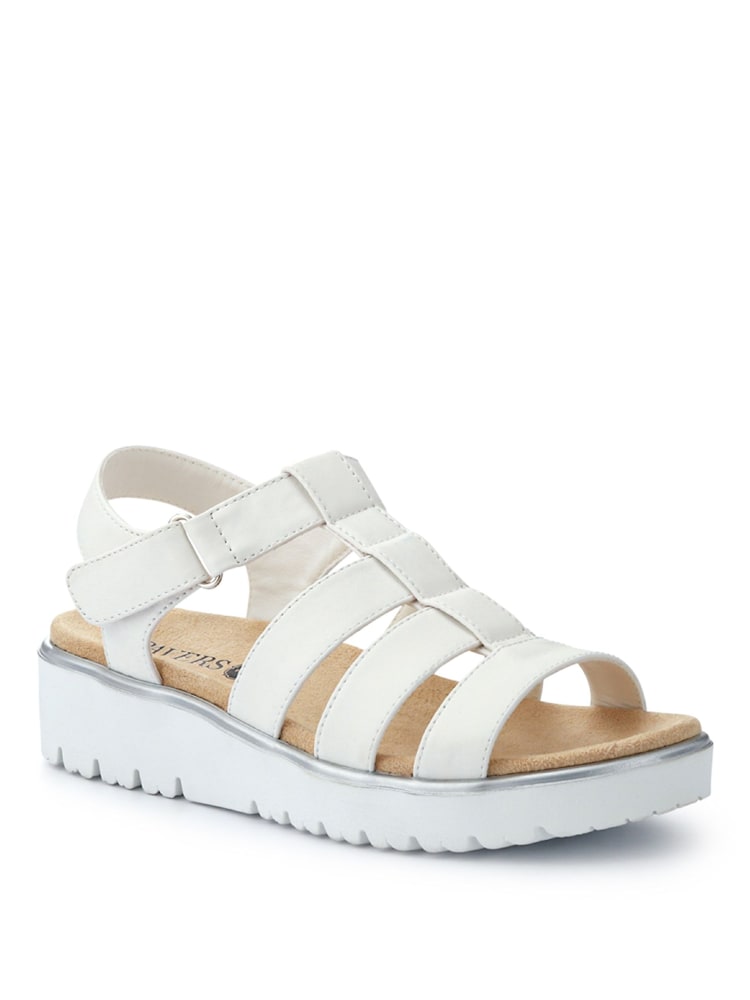 Pavers White Wide Fit Strappy Sandals - Image 1 of 5 Pavers White Wide Fit Strappy Sandals - Image 1 of 5