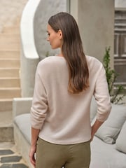 Pure Collection Natural Gassato Cashmere 3/4 Sleeve Jumper - Image 2 of 3