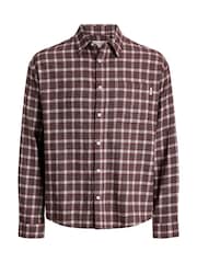 JACK & JONES Brown Long Sleeve Check Flannel Shirt - Image 5 of 8