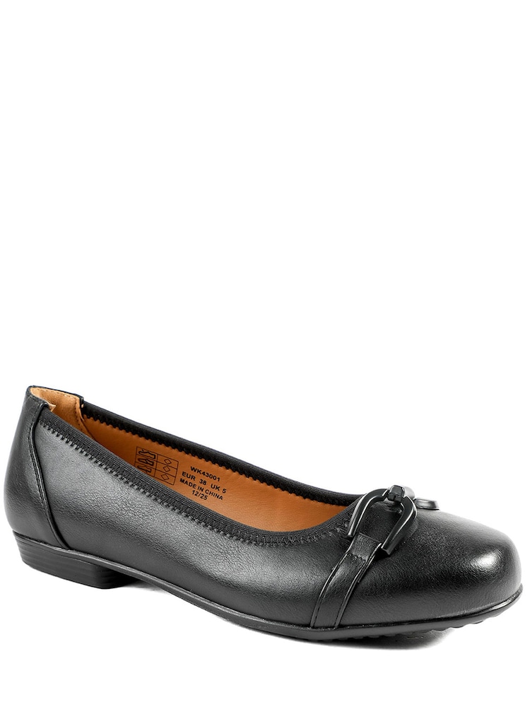 Pavers Black Wide Fit Buckle Detailed Pumps - Image 2 of 5 Pavers Black Wide Fit Buckle Detailed Pumps - Image 2 of 5