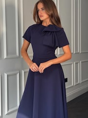 Платье миди с короткими рукавами и бантом Girl In Mind Minta - Изображение 3 5