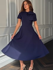 Платье миди с короткими рукавами и бантом Girl In Mind Minta - Изображение 5 5