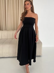 Girl In Mind Black Danni Strapless Bandeau Midi Dress - Image 1 of 5