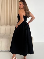 Girl In Mind Black Danni Strapless Bandeau Midi Dress - Image 2 of 5