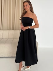 Girl In Mind Black Danni Strapless Bandeau Midi Dress - Image 4 of 5