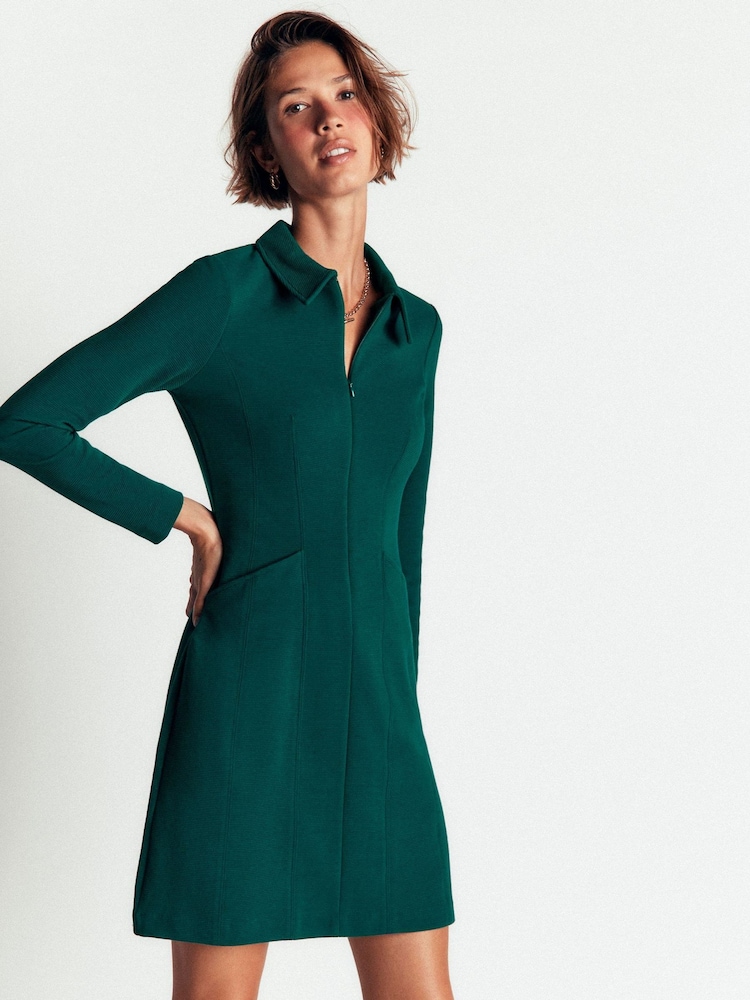Boden Green Nia Ottoman Long Sleeve Dress - Image 1 of 6 Boden Green Nia Ottoman Long Sleeve Dress - Image 1 of 6