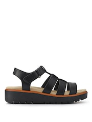 Pavers Black Wide Fit Strappy Sandals - Image 1 of 5