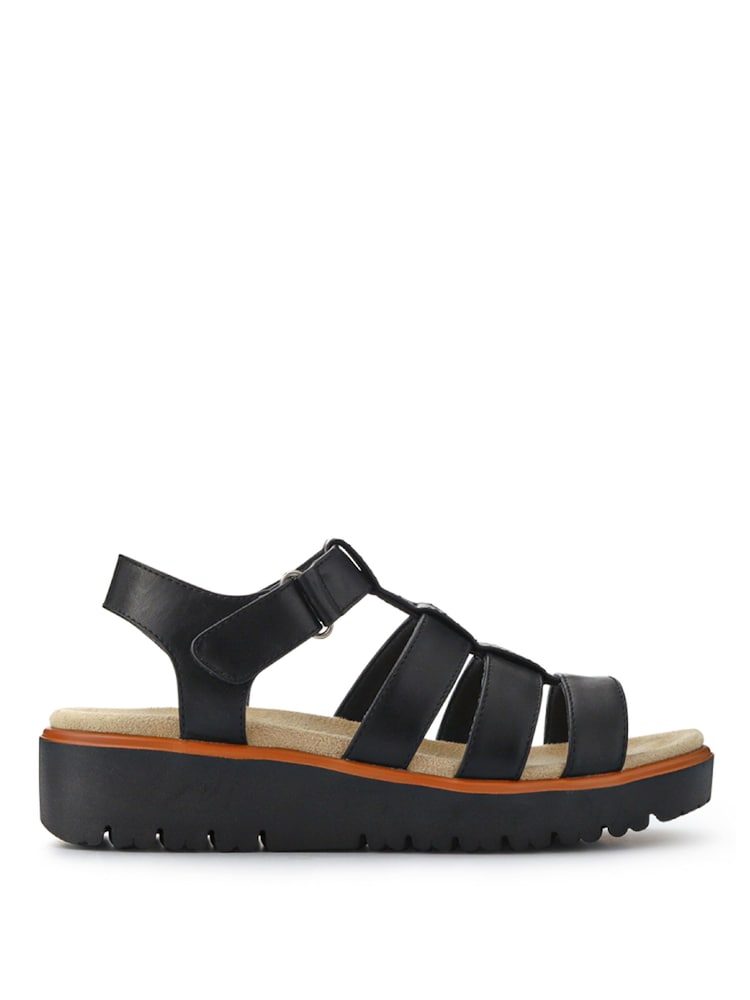 Pavers Black Wide Fit Strappy Sandals - Image 1 of 5 Pavers Black Wide Fit Strappy Sandals - Image 1 of 5