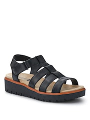 Pavers Black Wide Fit Strappy Sandals - Image 2 of 5