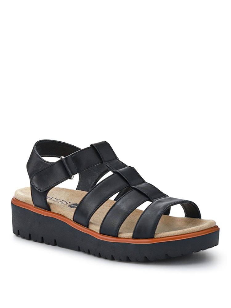 Pavers Black Wide Fit Strappy Sandals - Image 2 of 5 Pavers Black Wide Fit Strappy Sandals - Image 2 of 5