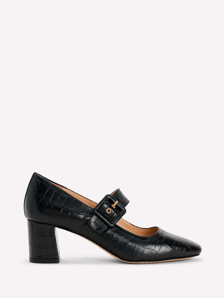 Boden Black Buckle Strap Block Heels - Image 2 of 5