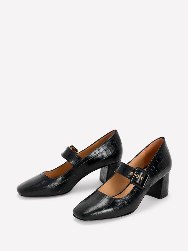 Boden Black Buckle Strap Block Heels - Image 5 of 5