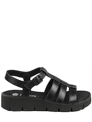 Pavers Black Wide Fit Comfort Wedge Sandals - Image 1 of 5