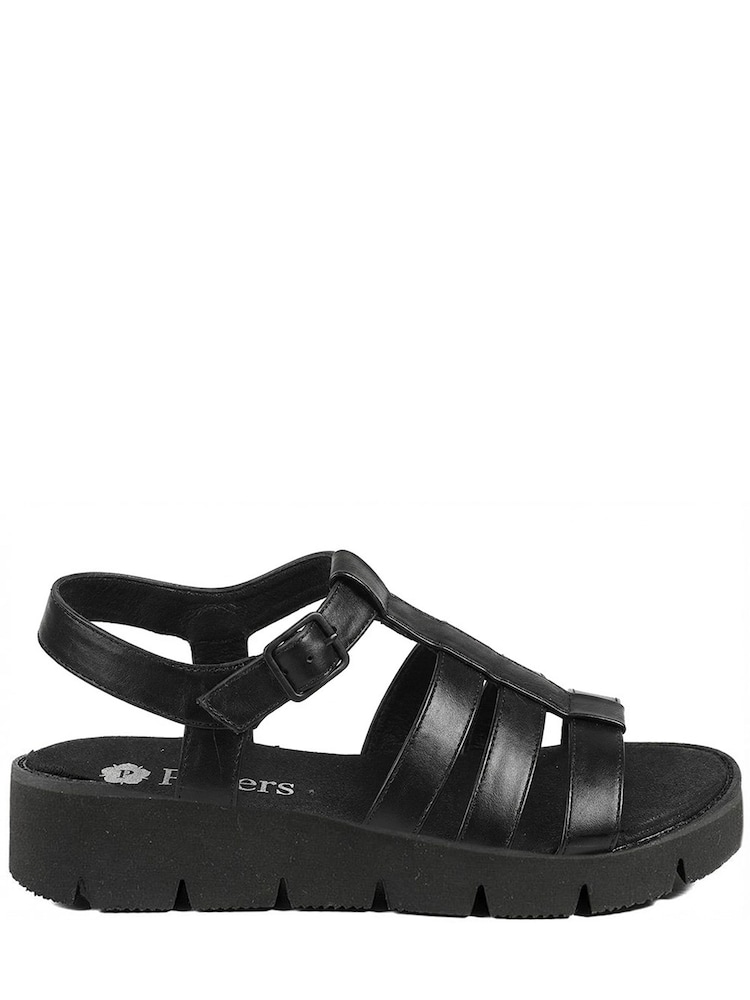 Pavers Black Wide Fit Comfort Wedge Sandals - Image 1 of 5 Pavers Black Wide Fit Comfort Wedge Sandals - Image 1 of 5