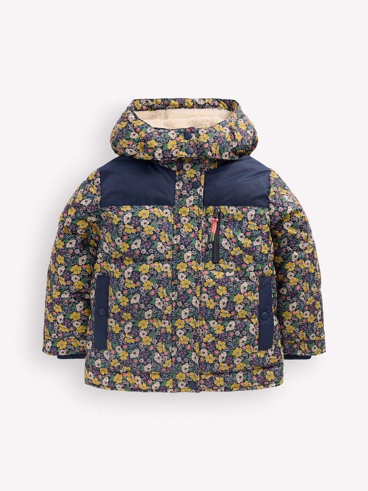 Boden Blue Borg Lined Puffer Coat - Image 1 of 4 Boden Blue Borg Lined Puffer Coat - Image 1 of 4