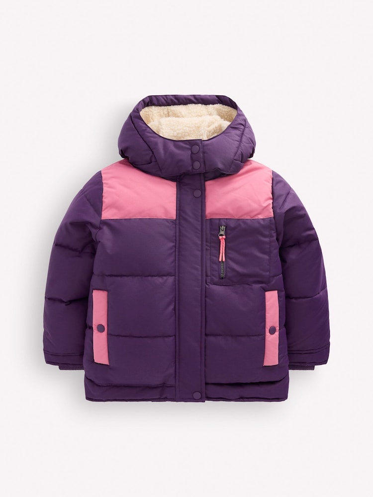 Boden Purple Borg Lined Puffer Coat - Image 1 of 4 Boden Purple Borg Lined Puffer Coat - Image 1 of 4