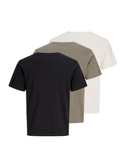 JACK & JONES Black/Green/Natural Logo T-Shirts 3-Pack - Image 2 of 4