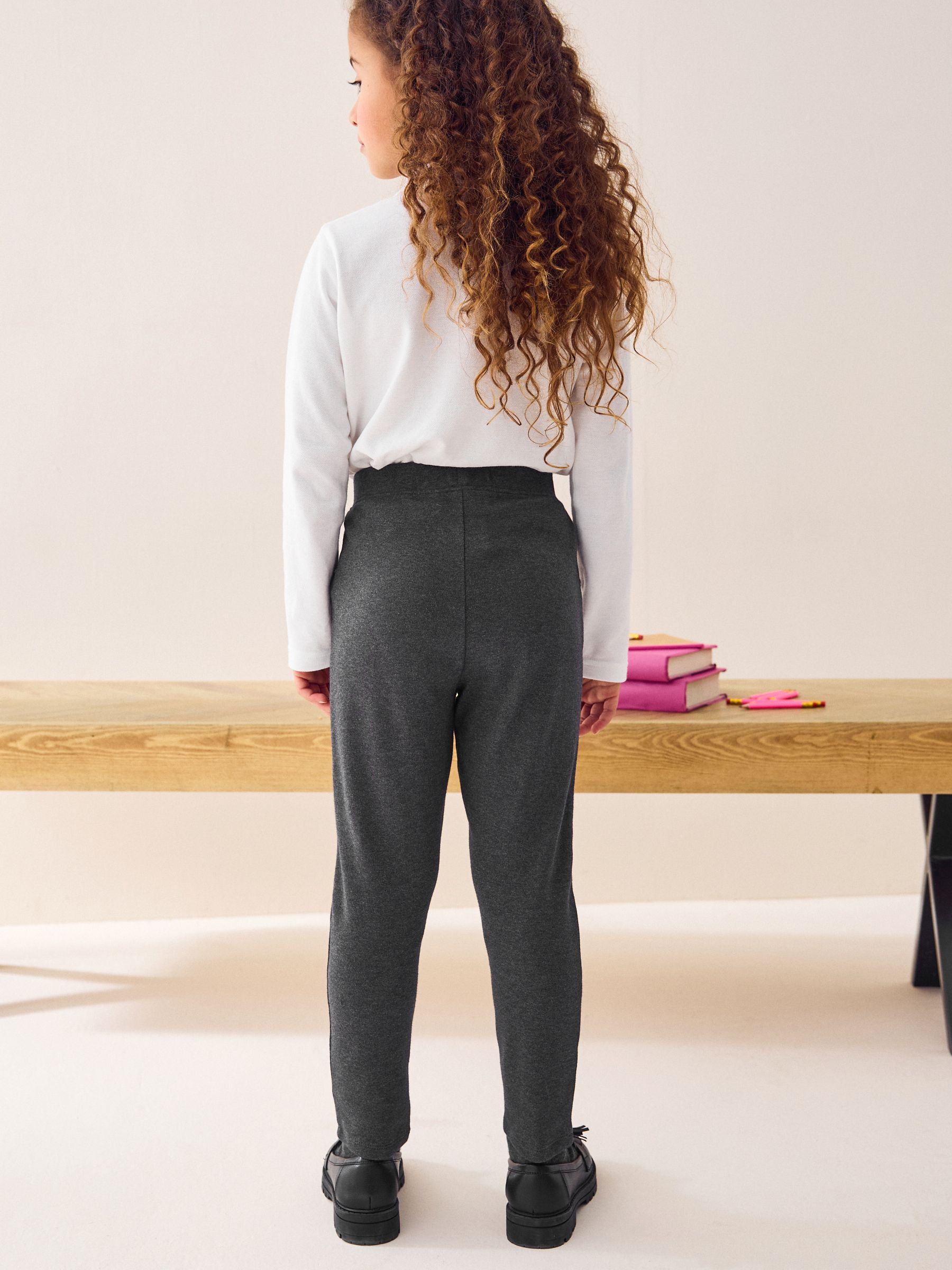 Buy Charcoal Grey Pull-On Cotton Rich Stretch School Trousers (3