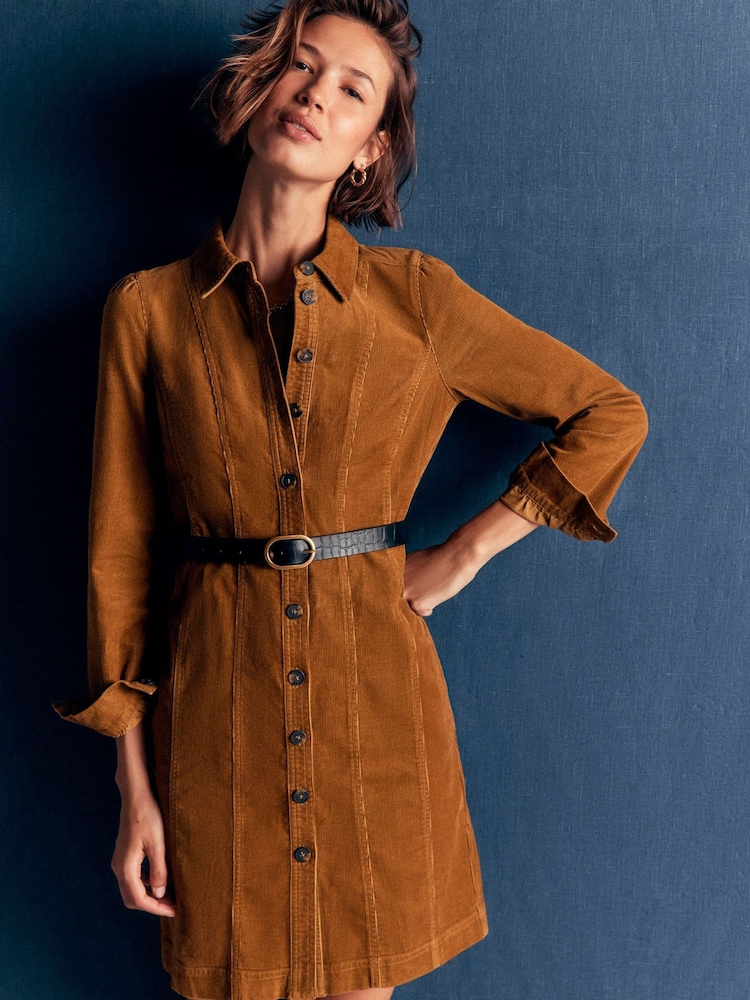 Boden Brown Rhoda Cord Short Dress - Image 1 of 6 Boden Brown Rhoda Cord Short Dress - Image 1 of 6