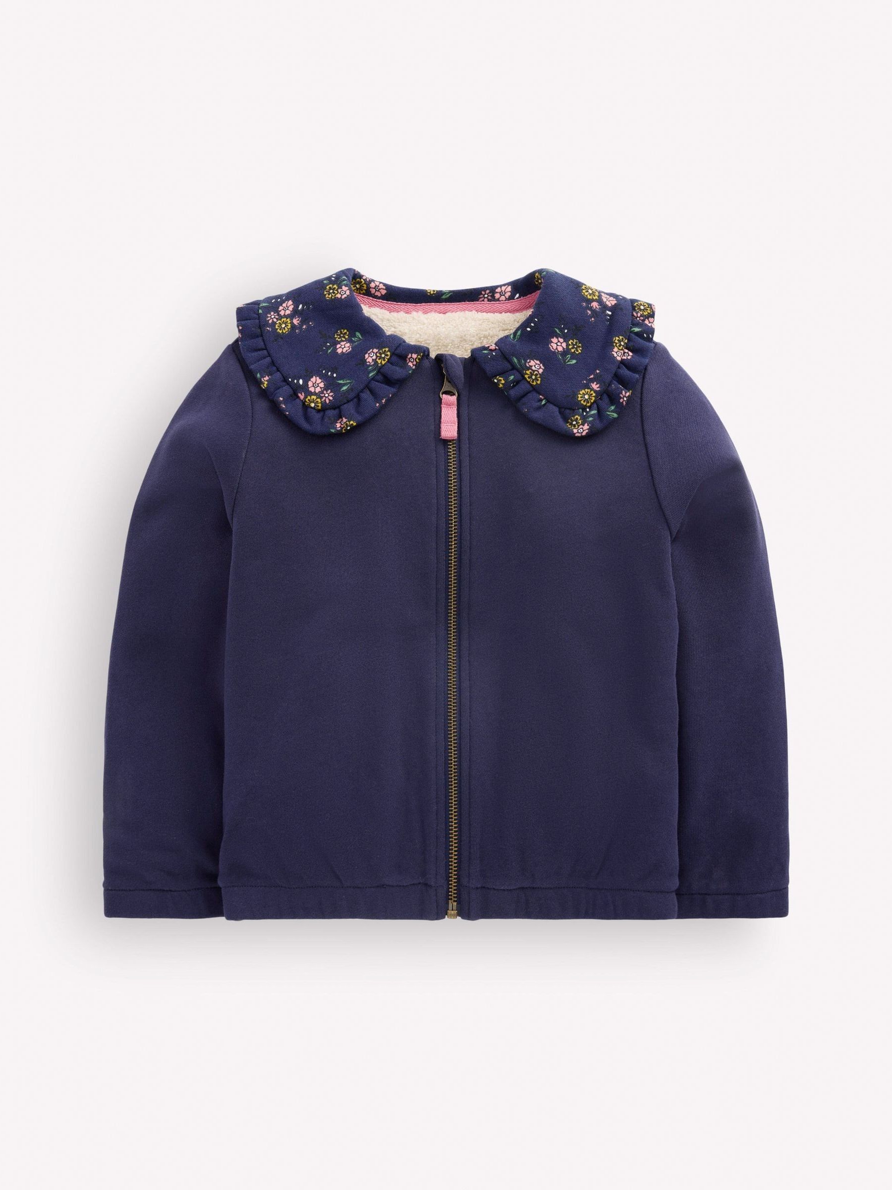 Boden Unisex Kids Blue Fleece Lined Zip-Through Sweat Top - Image 1