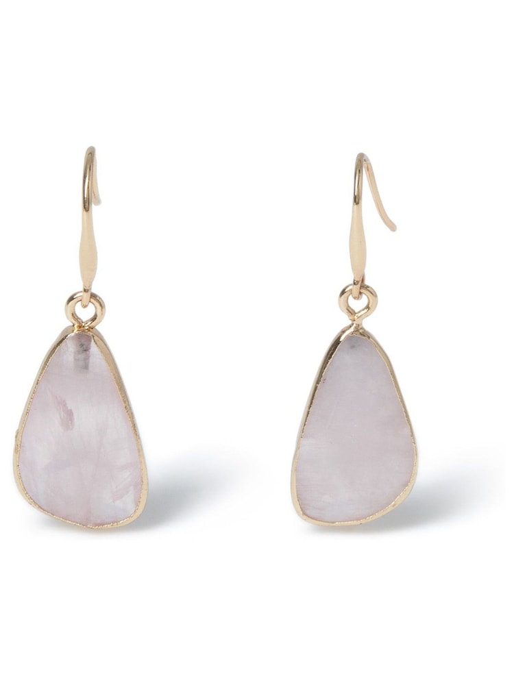 Aela Gold Tone Rose Quartz Earrings - Image 1 of 2