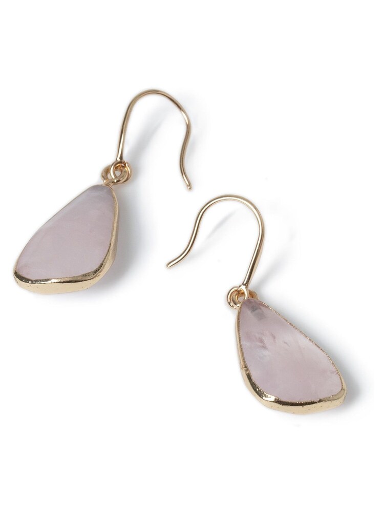 Aela Gold Tone Rose Quartz Earrings - Image 2 of 2