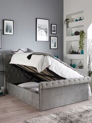 Aspire Furniture Grey Chesterfield Storage Side Lift Ottoman Storage Bed - Image 1 of 6