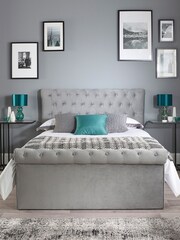 Aspire Furniture Grey Chesterfield Storage Side Lift Ottoman Storage Bed - Image 2 of 6