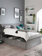 Aspire Furniture Grey Chesterfield Storage Side Lift Ottoman Storage Bed - Image 3 of 6