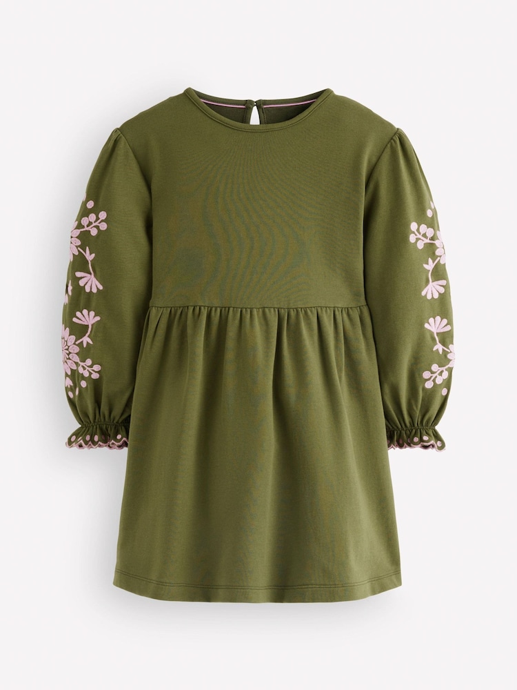 Boden Green Embroidered Sleeve Dress - Image 1 of 3 Boden Green Embroidered Sleeve Dress - Image 1 of 3