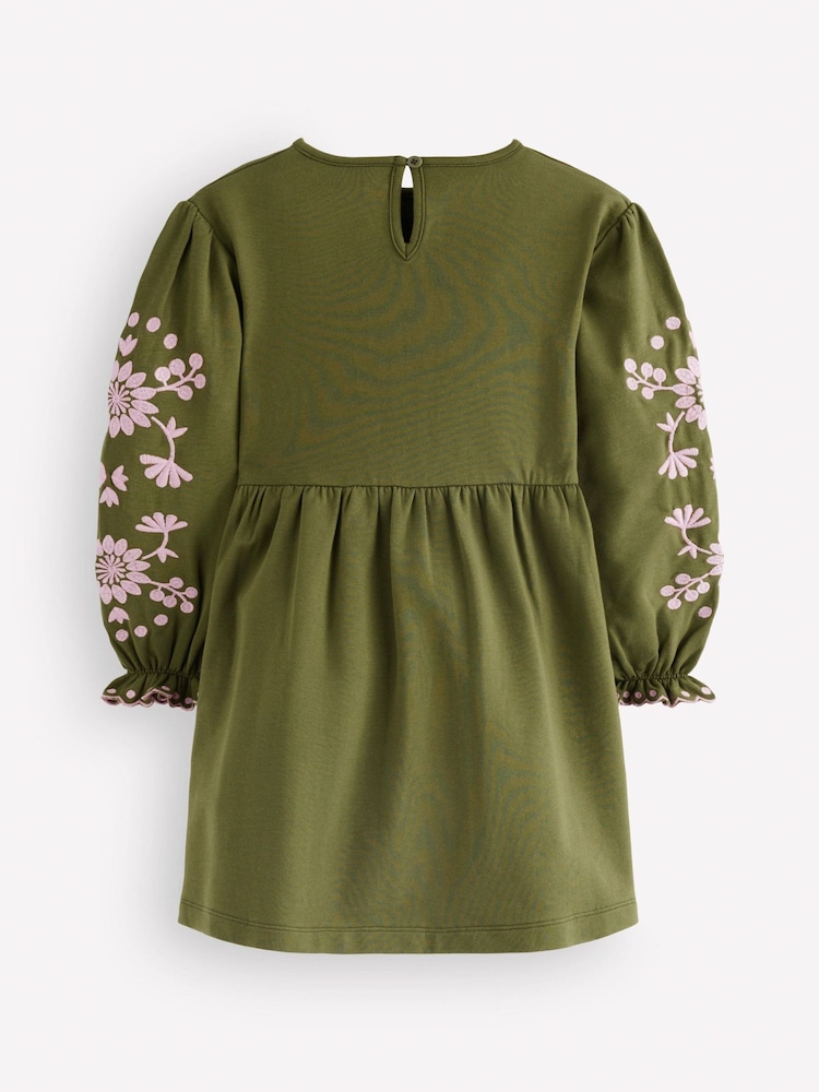Boden Green Embroidered Sleeve Dress - Image 2 of 3 Boden Green Embroidered Sleeve Dress - Image 2 of 3