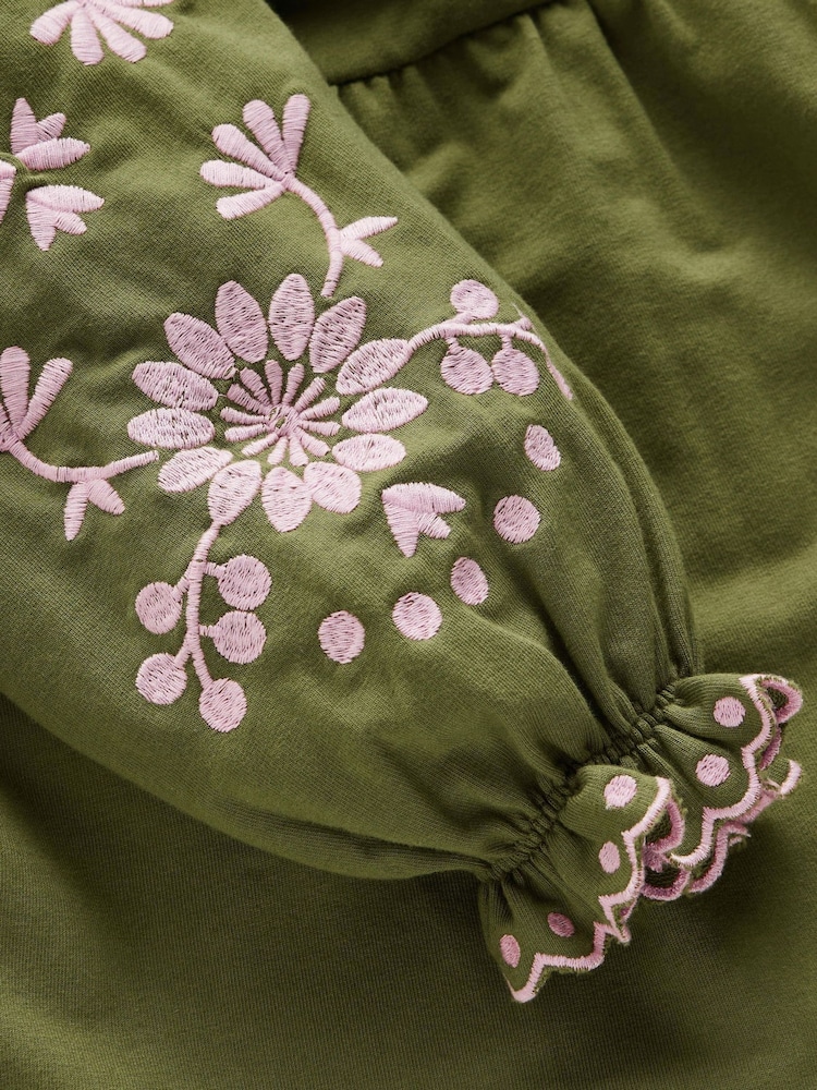 Boden Green Embroidered Sleeve Dress - Image 3 of 3 Boden Green Embroidered Sleeve Dress - Image 3 of 3
