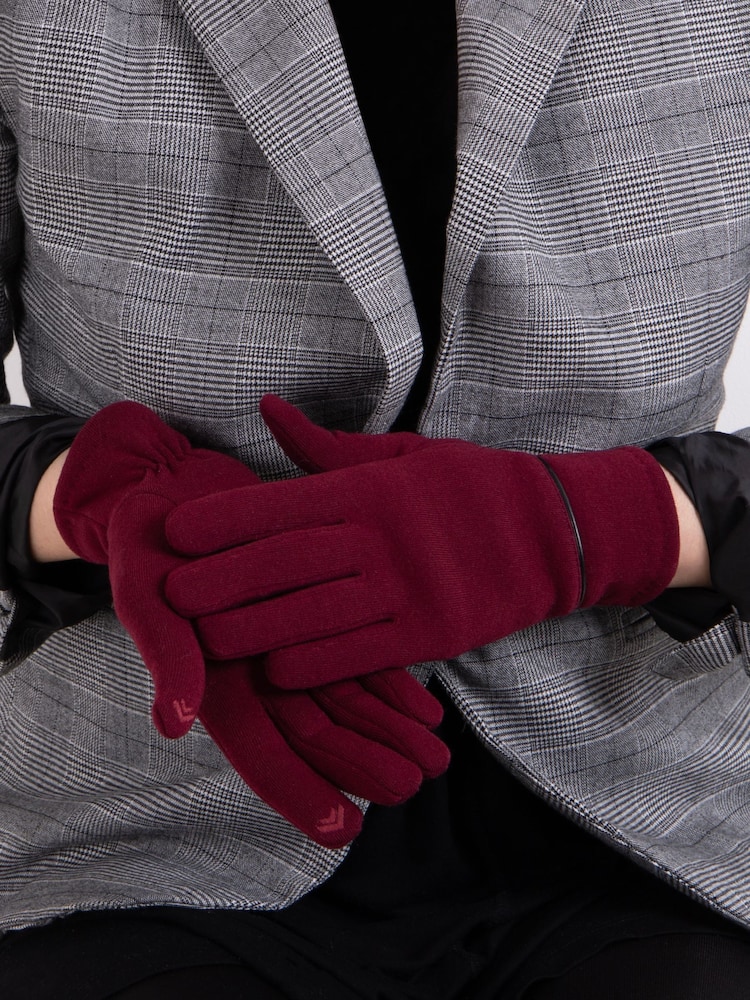 Rojo - Guantes de invierno térmicos con diseño para pantalla táctil y detalle de ribete para mujer Isotoner de Totes - Imagen 1 de 2