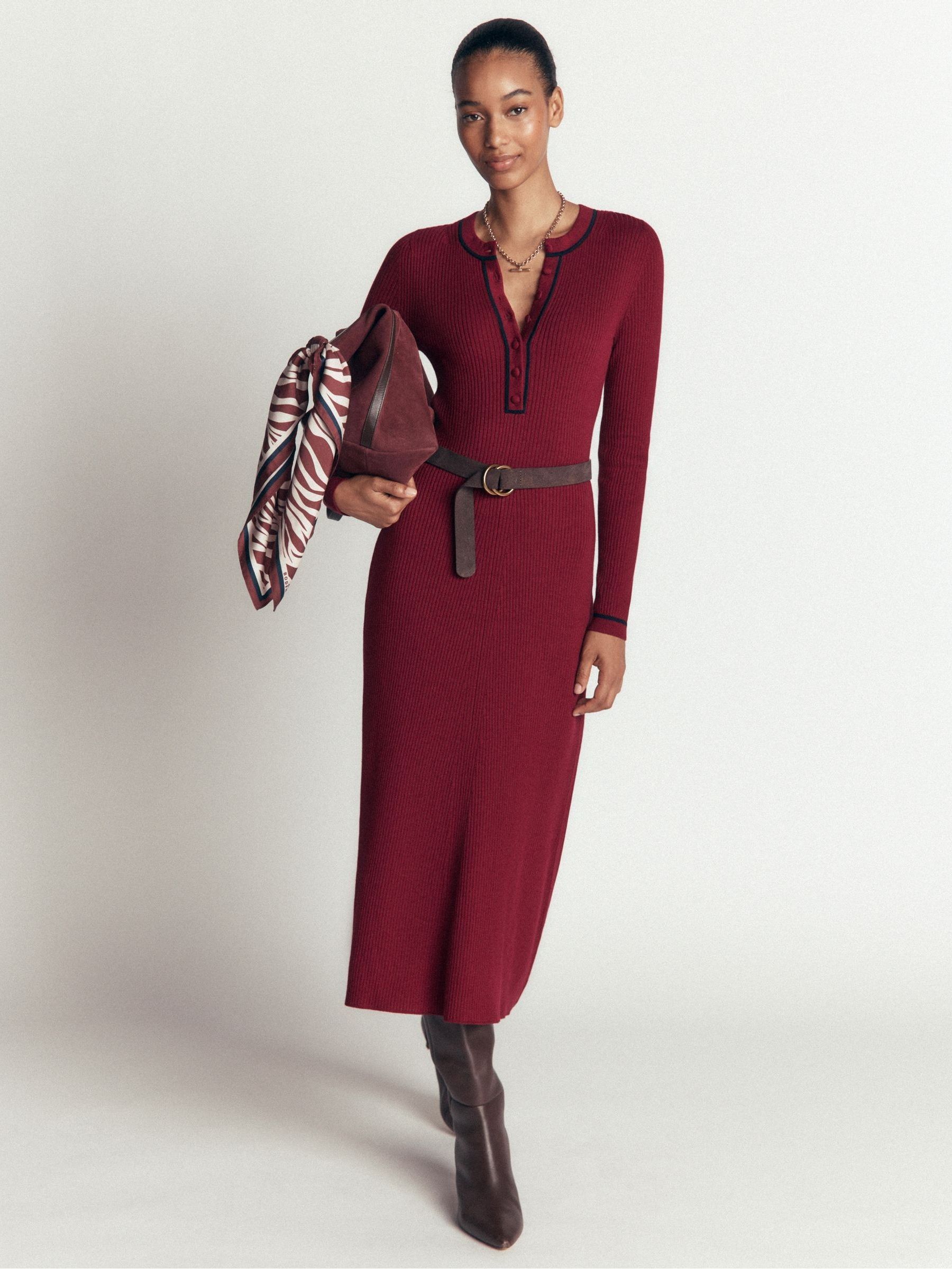 Boden Women's Purple Paula Ribbed Crew Dress - Image 1