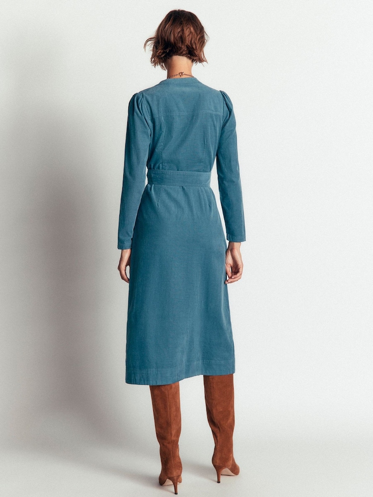 Boden Blue Louise Cord Midi Shirt Dress - Image 2 of 5 Boden Blue Louise Cord Midi Shirt Dress - Image 2 of 5