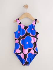 Cobalt Blue Flower Scoop Neck Swimsuit (3-16yrs) - Image 1 of 4
